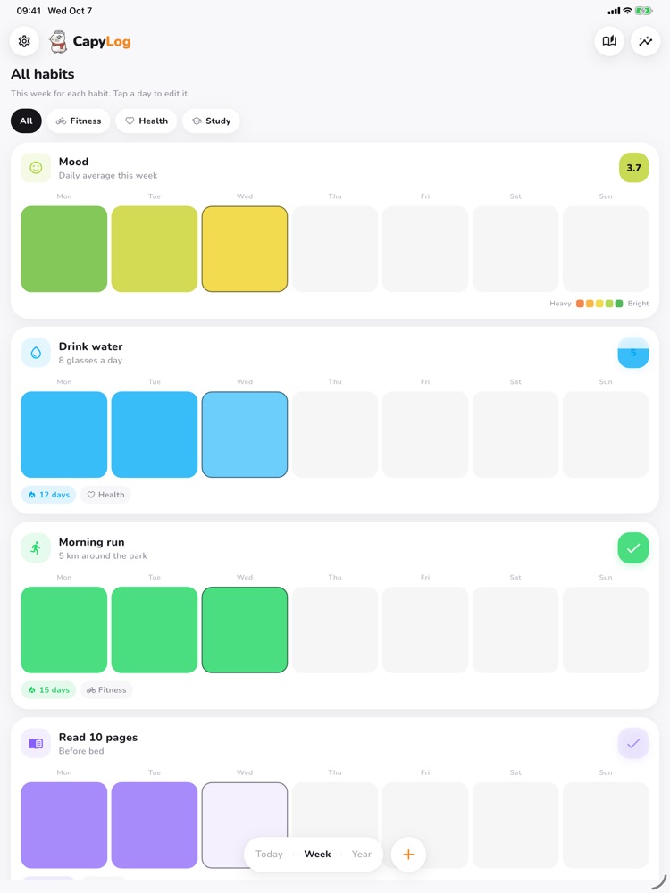CapyLog on iPad